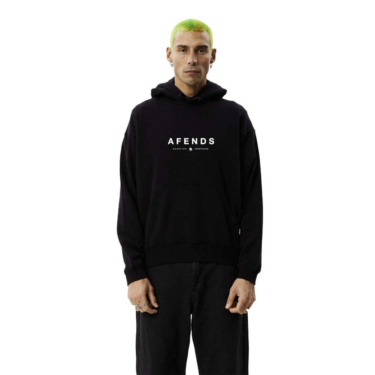 AFENDS Thrown Out Pull On Hoodie Black