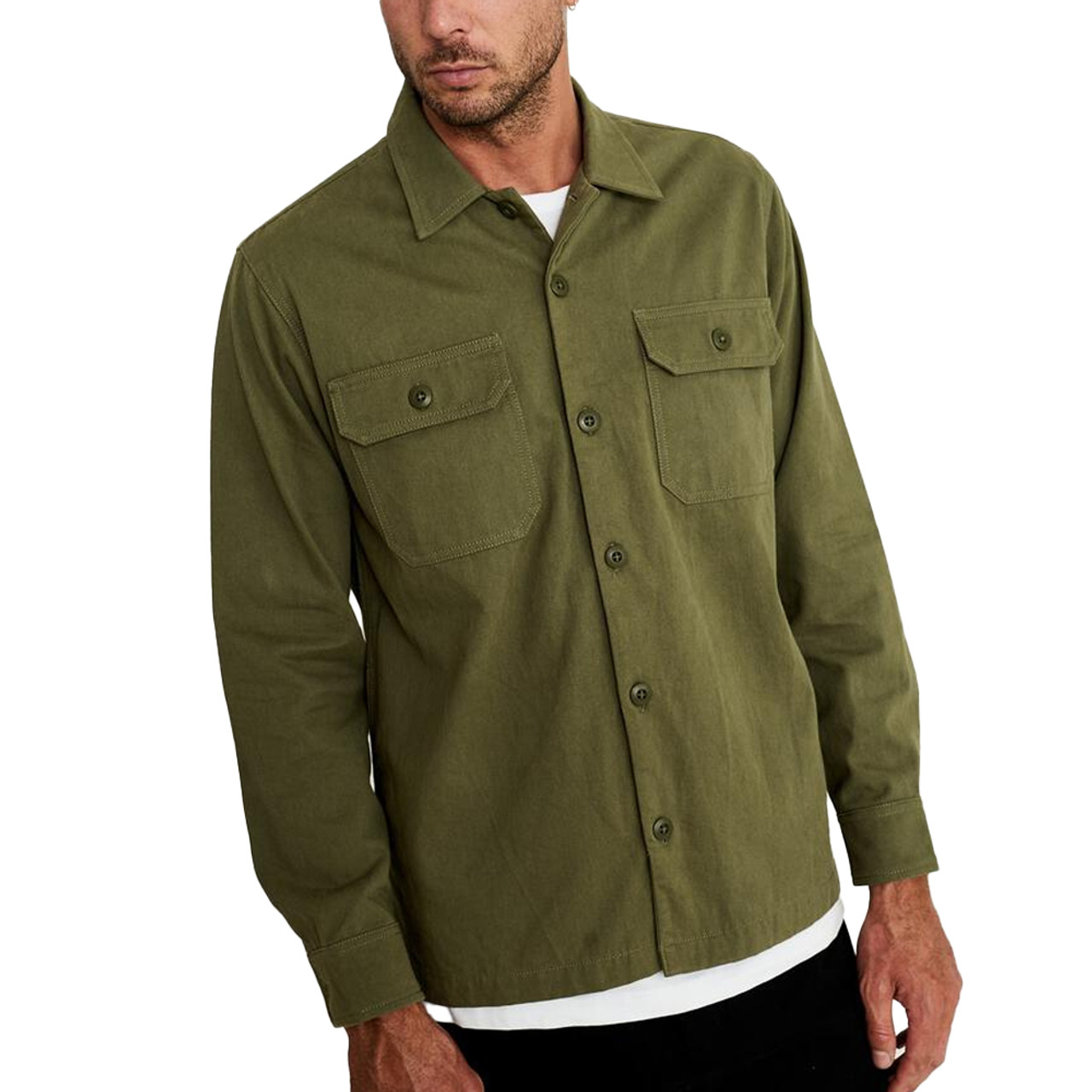 MR SIMPLE Overshirt Button Up Shirt Army - Trilogy Skateboards