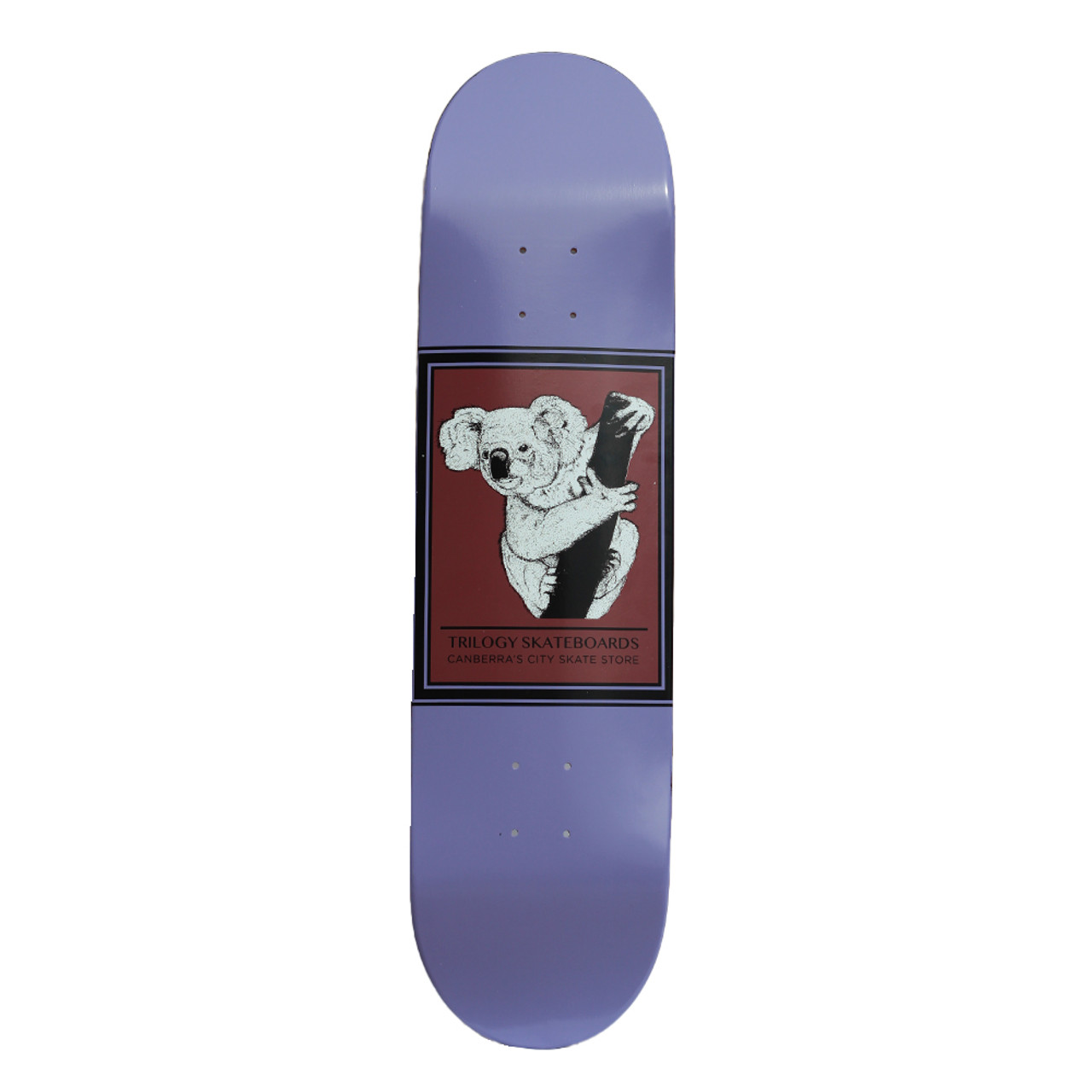 TRILOGY Drop Bear Koala Purple Skateboard Deck 8.25