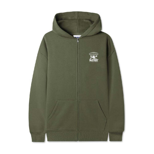 BUTTER GOODS Terrain Zip-Thru Hood Army