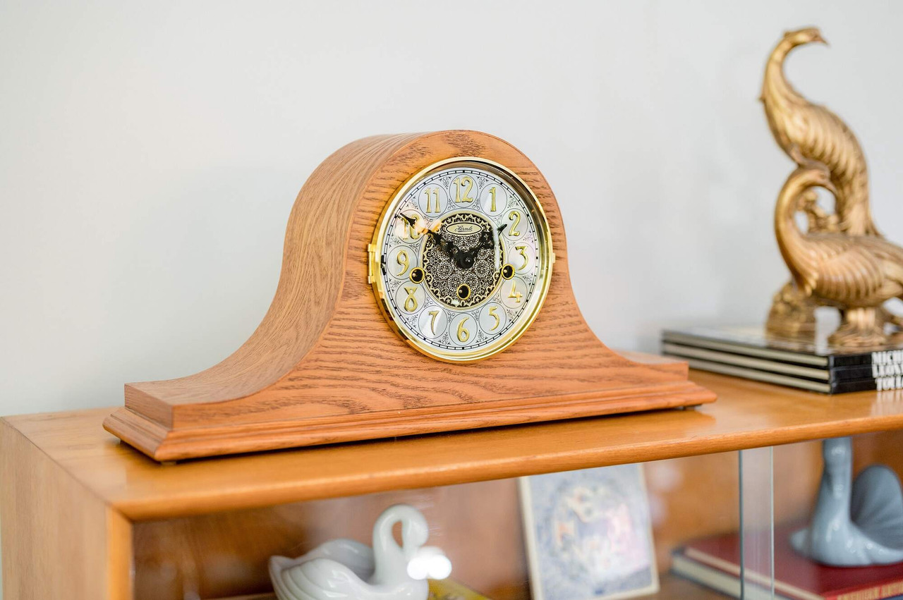 Key-Wound Mantel Clock 21134-N90340 Laurel (Cherry Finish) by Hermle