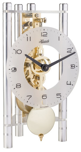Skeleton Clock 23022-X40721 Lakin (Silver) by Hermle