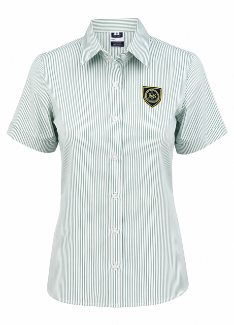Fitted SS Blouse - Green/White striped [BSE GBLS/2027-59]