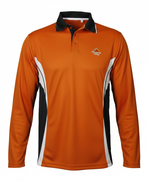 Primary School Sports Polo L/S - Ochre/Black/White [2038-13]