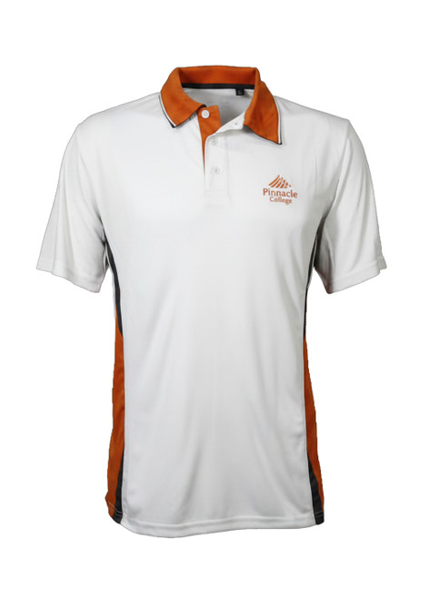 Sports Polo Unisex YR 7-10 S/S - White/Black/Ochre [2038-20]