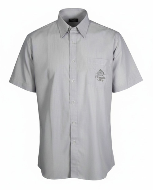 Boys Summer Shirt YR 7-12 S/S - Grey/White [2038-31]