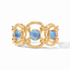Julie Vos Palermo Cuff Gold Iridescent Chalcedony Blue