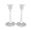 Mariposa WHITE Pearled Small Candlestick Set