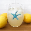 QJewels Stemless Wine Glass - BLUE STARFISH