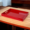 Lacquer LARGE Rect, Serving Tray WHITE 19.7 x 15