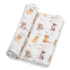 LollyBanks Baby Muslin Swaddle 47x47 Blanket - Puppies