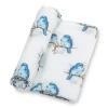 LollyBanks Baby Muslin Swaddle 47x47 Blanket - BLUE BIRD