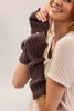 Barefoot Dreams Pointelle Fingerless Gloves - UMBER