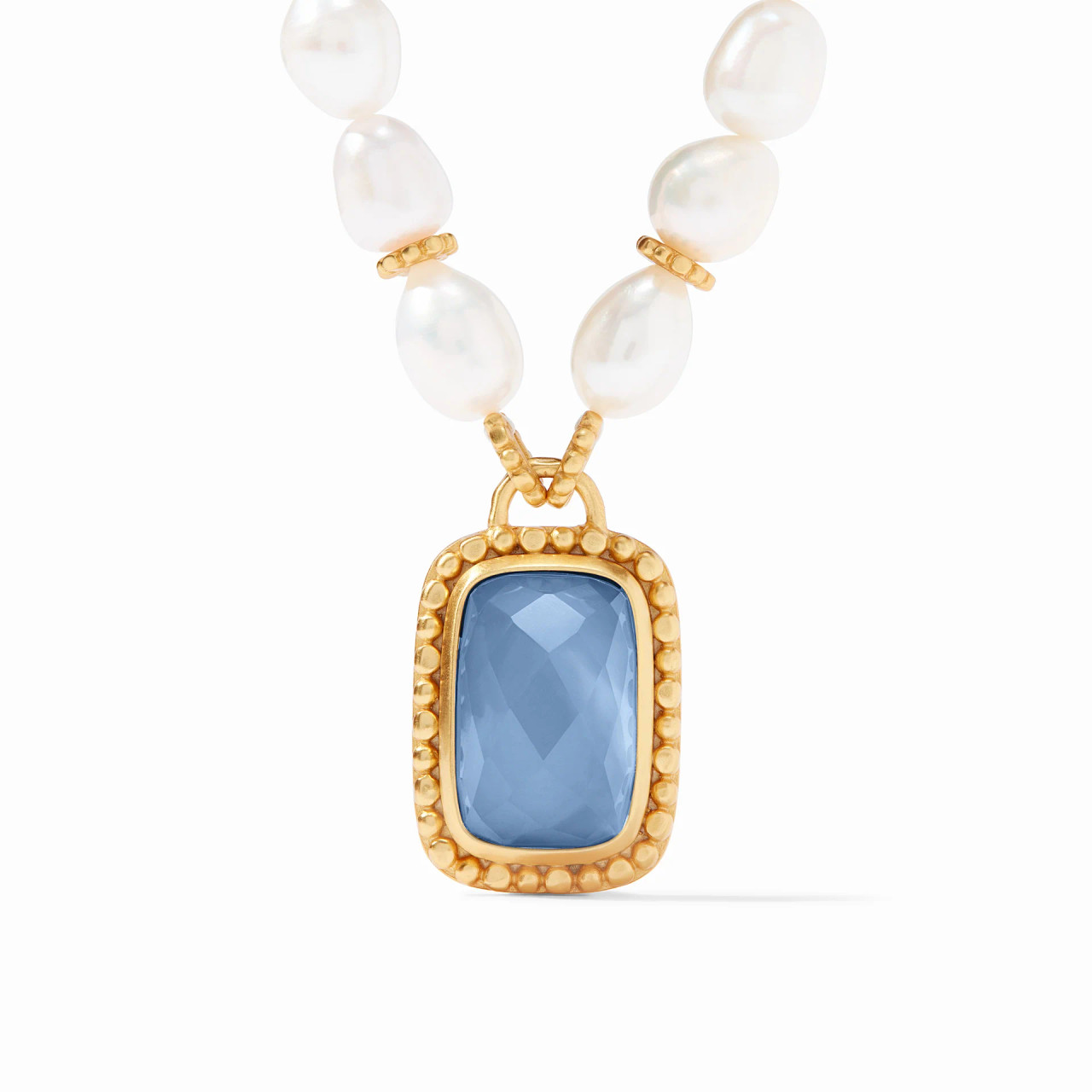 Julie Vos Marabella Statement Necklace Gold Iridescent Chalcedony