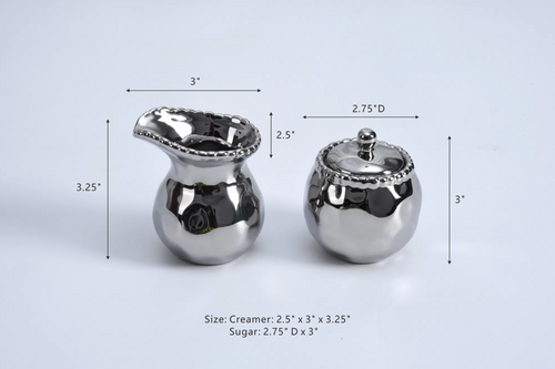 Small Creamer & Sugar Set white or silver (16486)