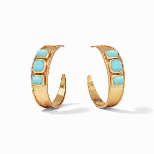 Julie Vos Savoy Statement Hoop Gold Iridescent Bahamian Blue - Large Julie Vos Savoy Statement Hoop Gold Iridescent Bahamian Blue - Large