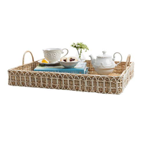 Juliska Provence Rattan Whitewash Rectangular Tray Juliska Provence Rattan Whitewash Rectangular Tray