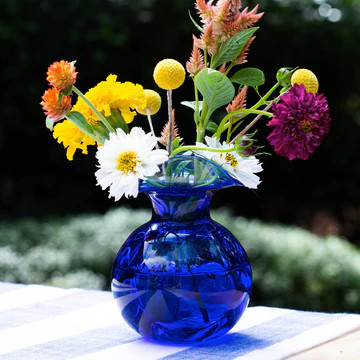 Vietri Hibiscus Glass Bud Vase Cobalt