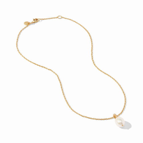 Julie Vos Celeste Pearl Solitaire Necklace Gold Pearl