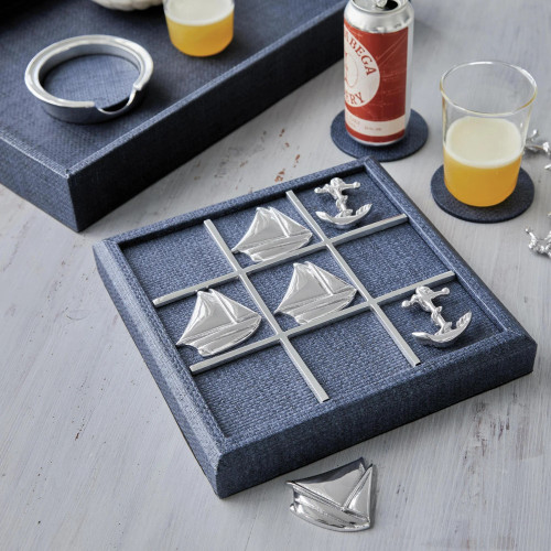 Mariposa Indigo Faux Grass Cloth Signature Coaster Set