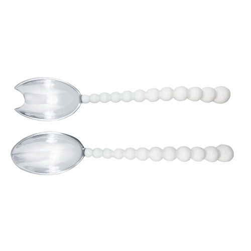 Mariposa White Pearled Large Salad Servers