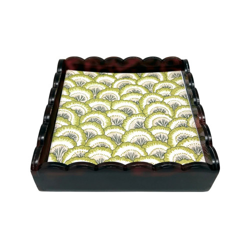 Mariposa Tortoise Green Scalloped Napkin Box