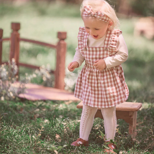 EB Rust Gingham Pinafore Dress and Bodysuit EB Rust Gingham Pinafore Dress and Bodysuit