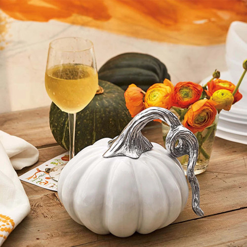 Mariposa Large Ceramic Heirlom Pumpkin with Metal Stem Mariposa Large Ceramic Heirlom Pumpkin with Metal Stem