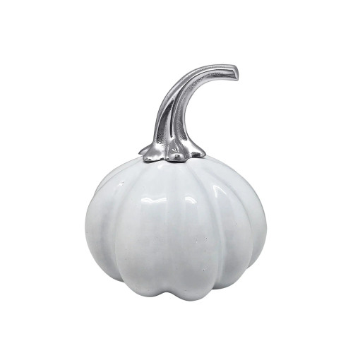 Mariposa Medium Ceramic Heirlom Pumpkin with Metal Stem