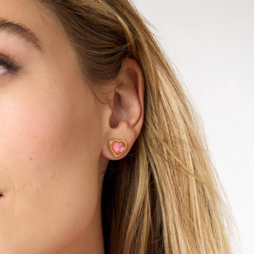 Julie Vos Heart Stud Iridescent Clear Crystal