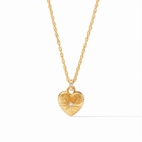 Julie Vos Esme Heart Solitaire Necklace Gold CZ