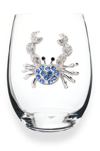 QJewels Stemless Wine Glass - BLUE CRAB