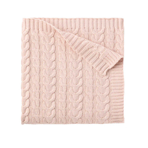 EB Blush Horseshoe Cable Knit Blanket 30 x 40 EB Blush Horseshoe Cable Knit Blanket 30 x 40