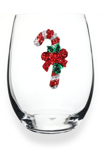 QJewels HOLIDAY Stemless Wine Glass - CANDY CANE