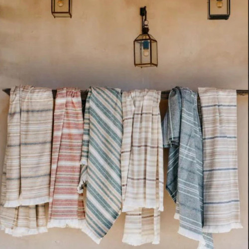 ASI Recycled Cotton Eyelash Throw - Vanilla STRIPE