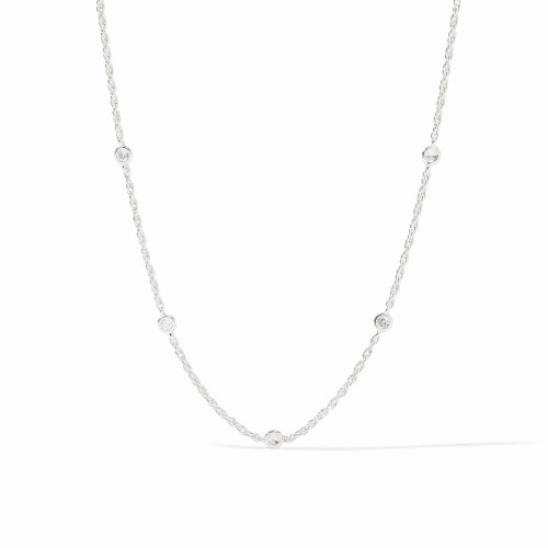Julie Vos SILVER Celeste Delicate Station Necklace CZ