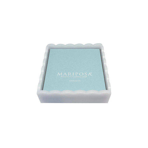 Mariposa White Scalloped Cocktail Napkin Box Mariposa White Scalloped Cocktail Napkin Box