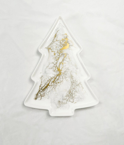 Lynn & Liana CHRISTMAS TREE Ceramic Tray Gold Quartz Lynn & Liana CHRISTMAS TREE Ceramic Tray Gold Quartz