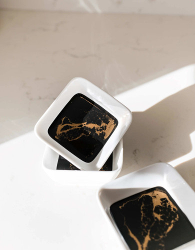 Lynn & Liana Resin Accented Set of 3 Dipping Bowls BLACK EMBER