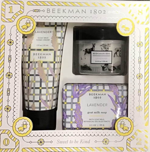 Beekman 2025 Gift Set Hand Cream, Body Cream & Bar soap - Lavender