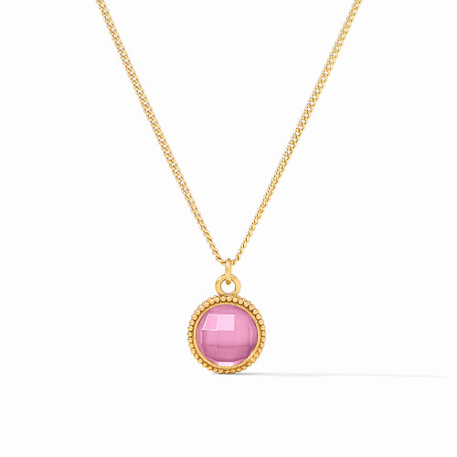Julie Vos Fleur-de-Lis Solitaire Necklace Iridescent Tourmaline Pink