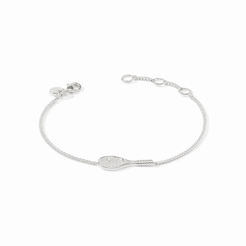 Julie Vos SILVER Tennis Racquet Delicate Bracelet CZ