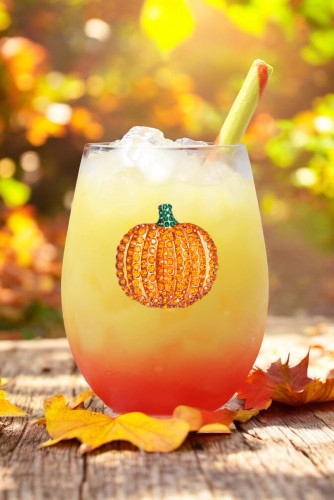 QJewels Stemless Wine Glass - PUMPKIN
