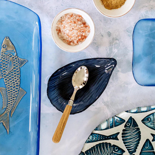 Vietri Isola Glass Clam Shell Plate