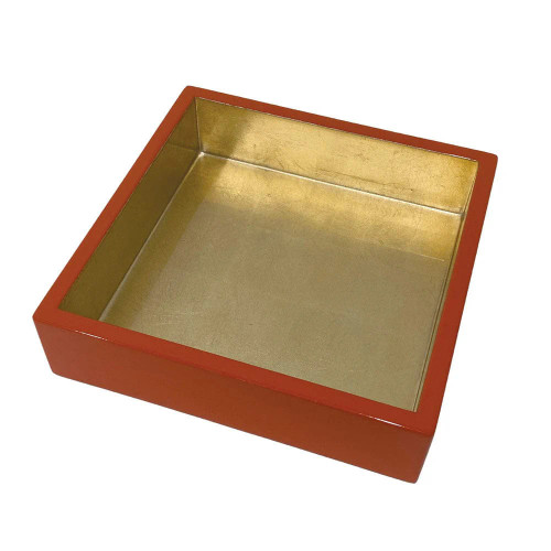 Caspari LACQUER Coral w/Gold Luncheon Napkin Holder