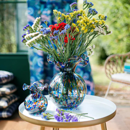 Vietri Hibiscus Glass Bud Vase Carnevale