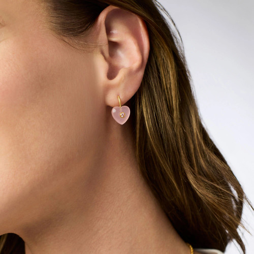 Julie Vos HEART Earring Pink Quartz