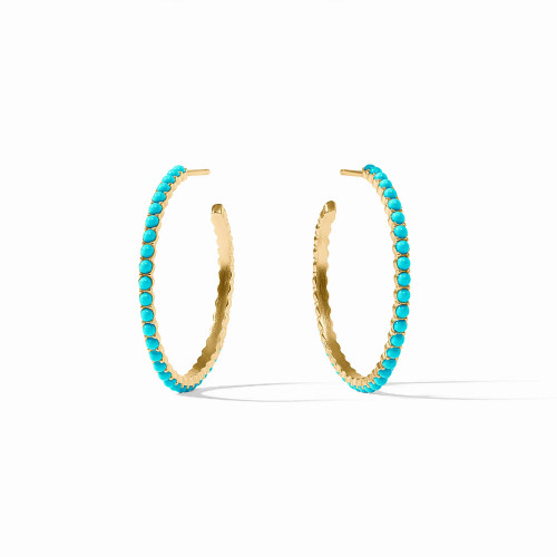Julie Vos Juliet Hoop Gold Turquoise Blue - M