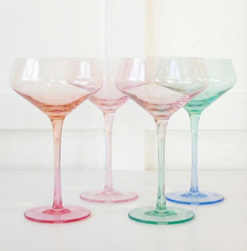 Byrdeen Mezclada Crystal COUPE Glass Set/4 -