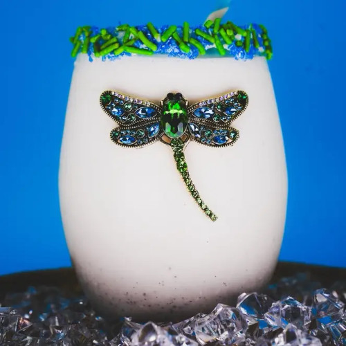 QJewels Stemless Wine Glass - DRAGONFLY